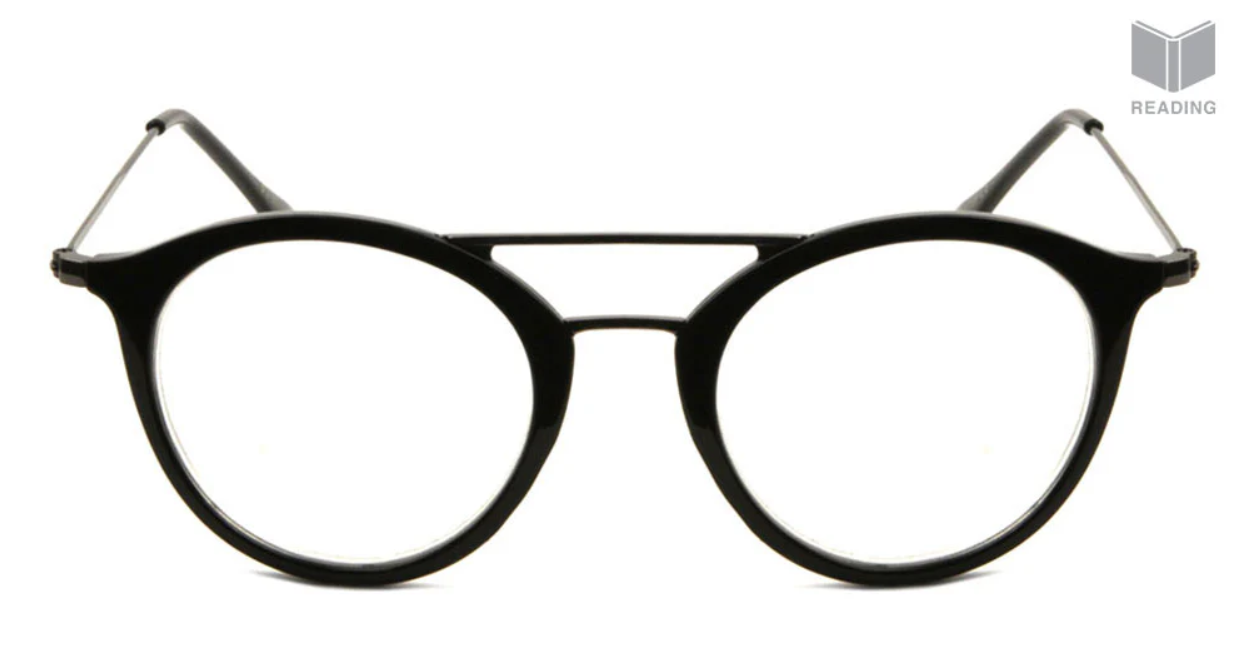 Retro Reading Glasses Black/Black +3.25