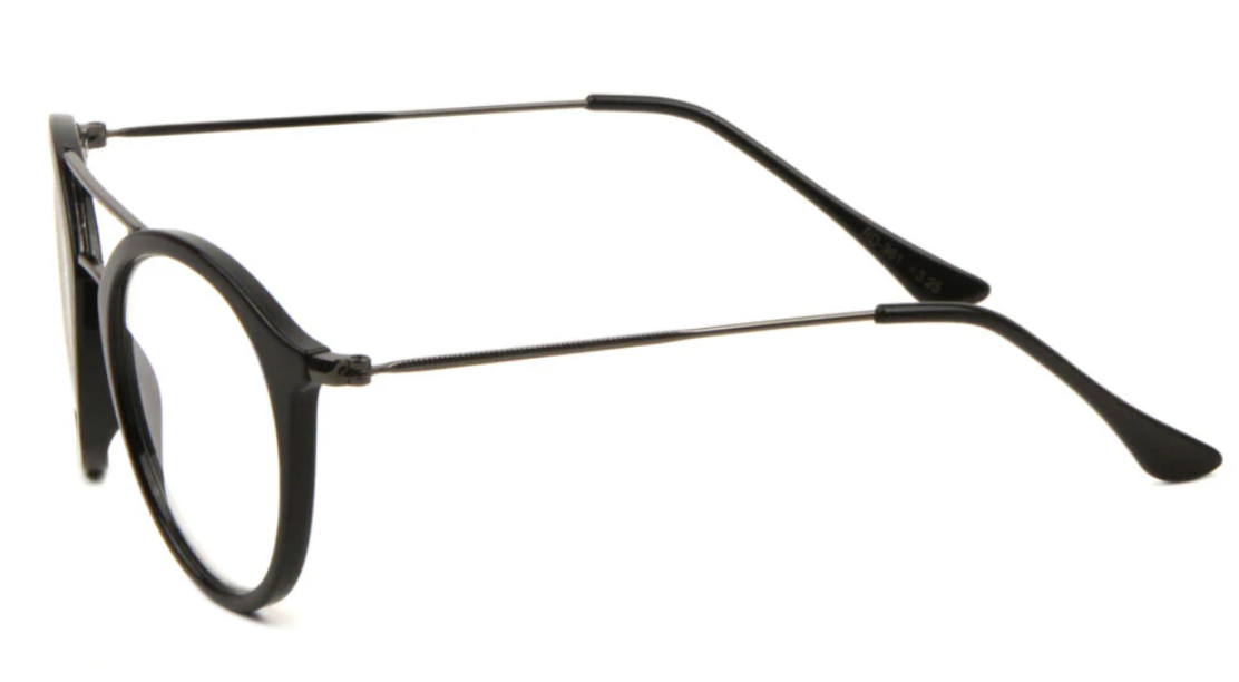 Retro reading glasses black, orange/silver +1.25 - 2.50