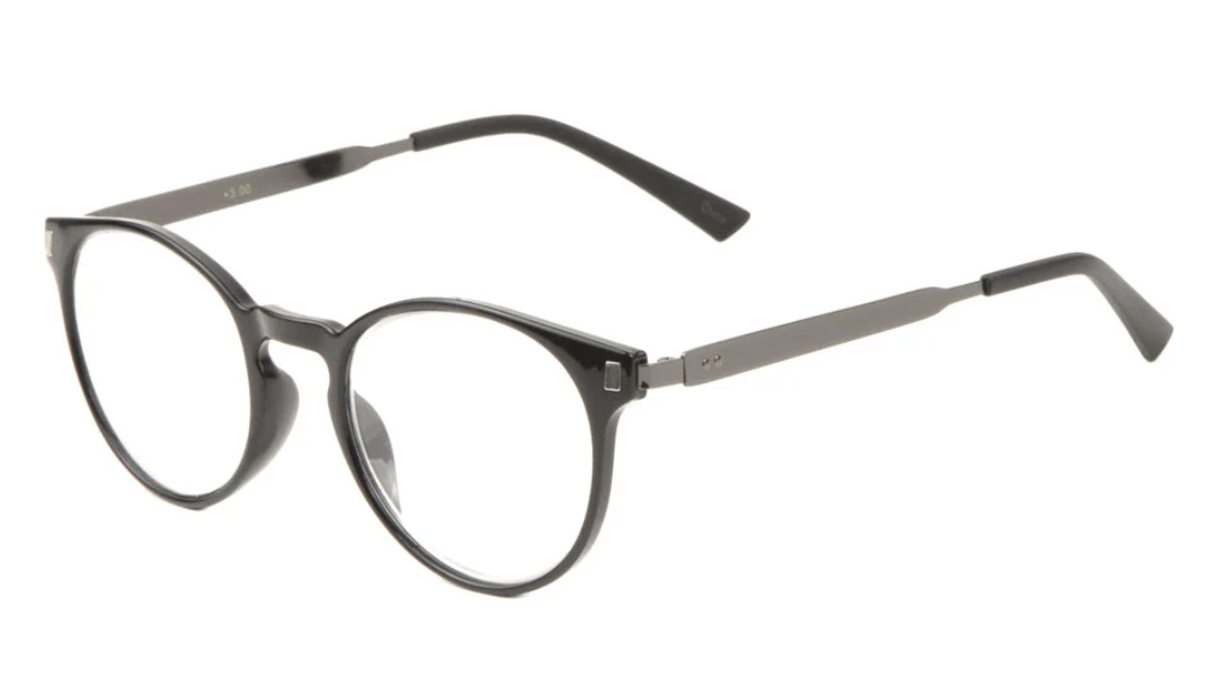 Retro Reading Glasses Black/Gray +2.00 - +3.00