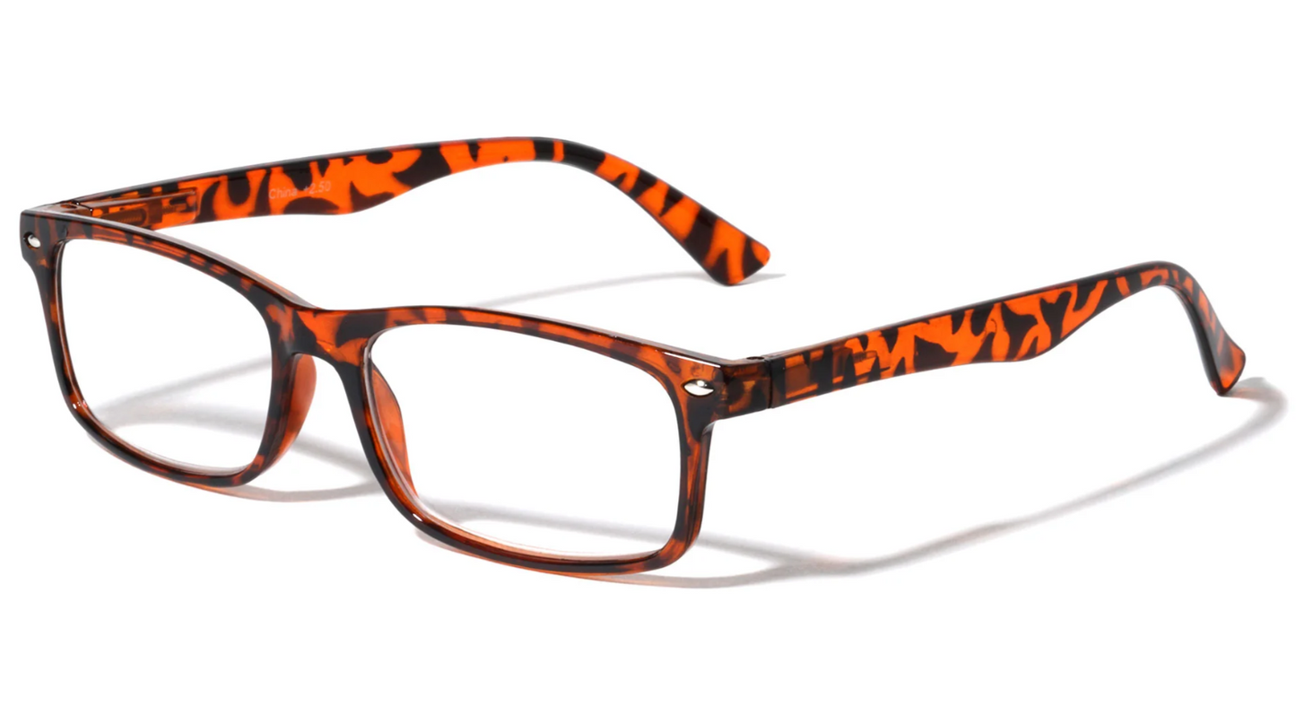 Thin reading glasses orange/black +1.25 - +2.50