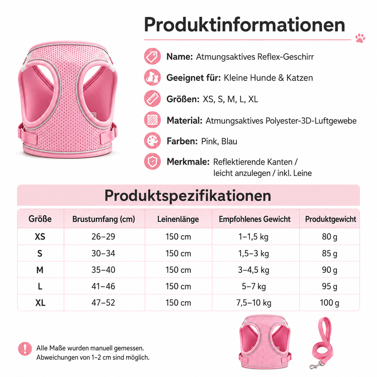 Hundegeschirr Pink M