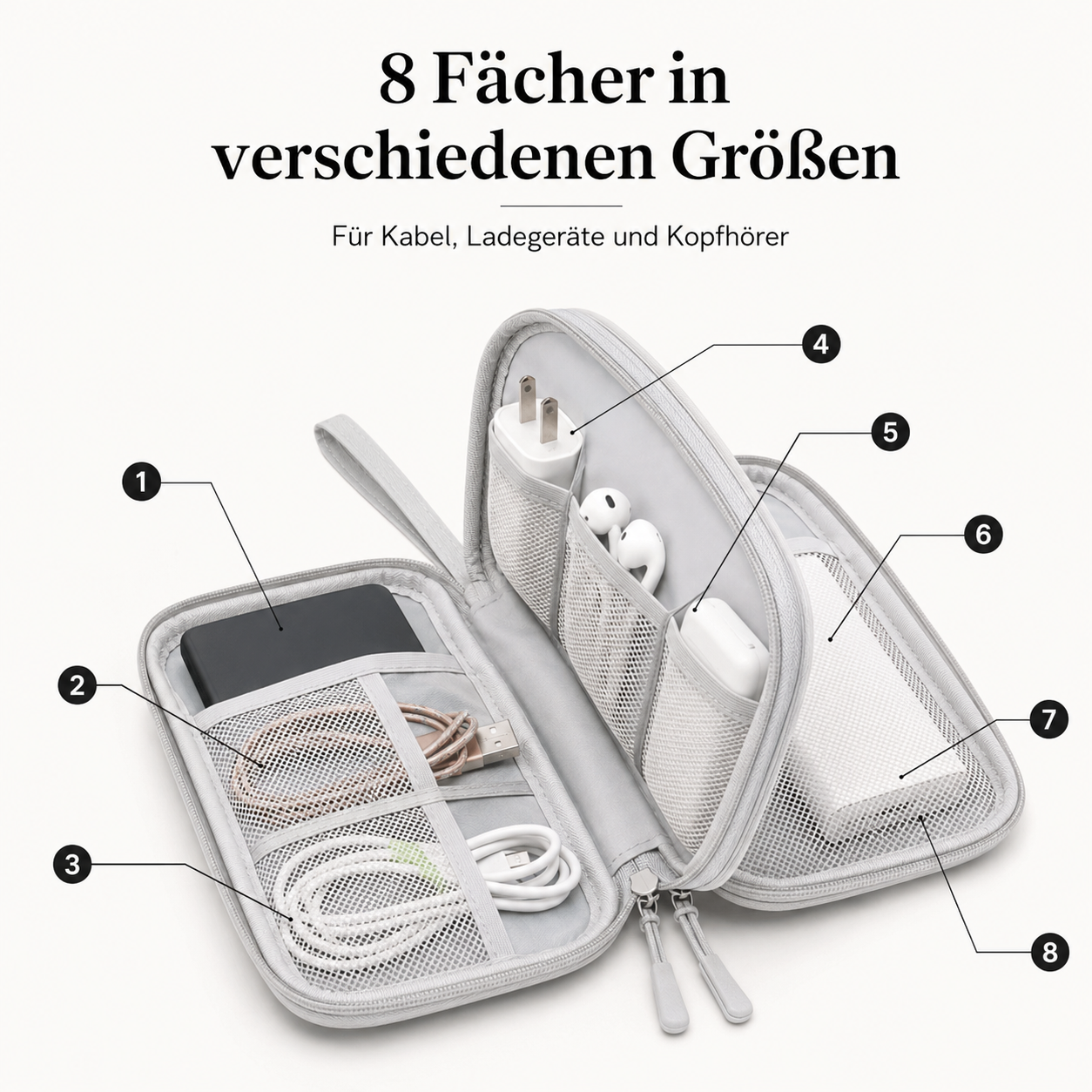 Kabel Organizer Etui grau