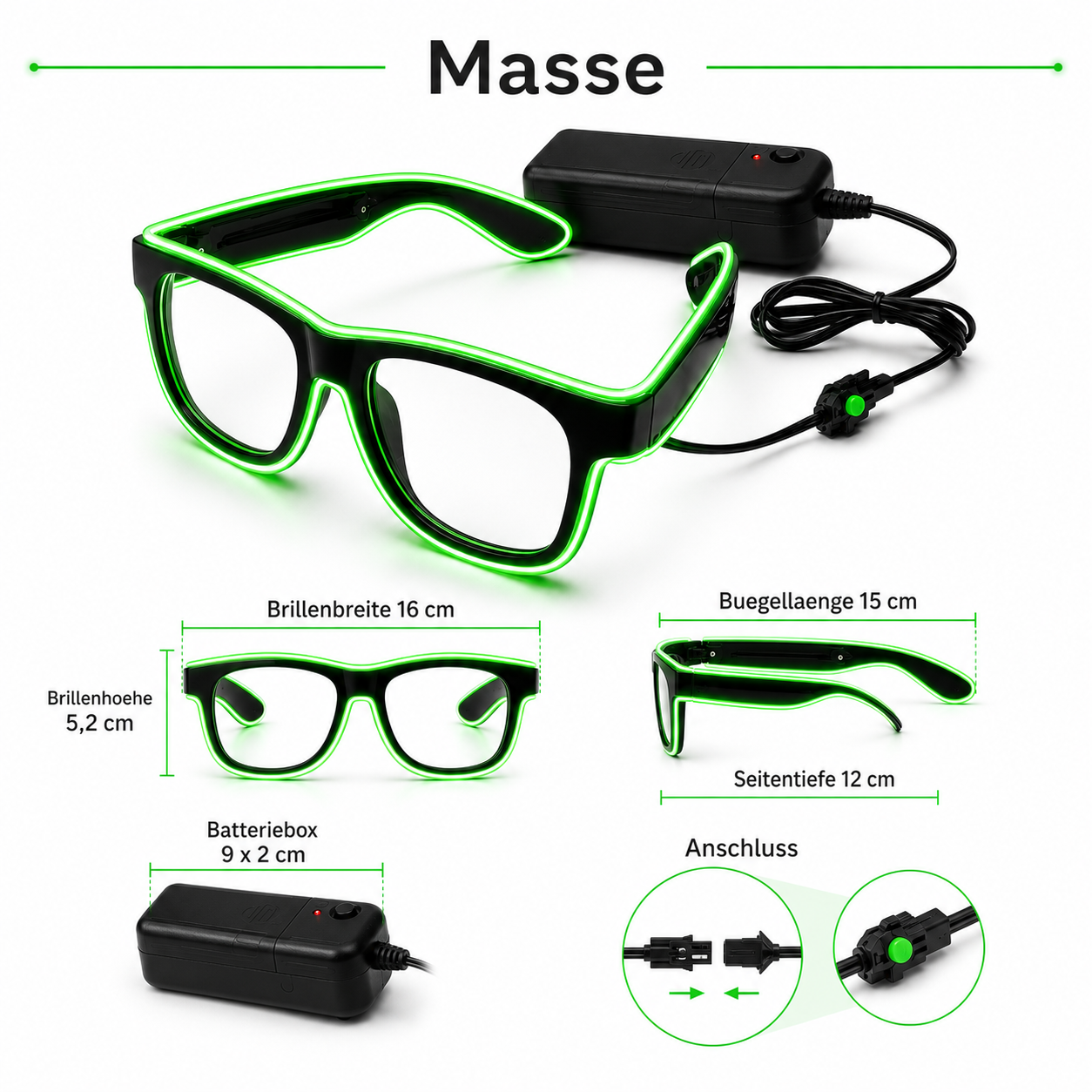 Leuchtende LED-Brille