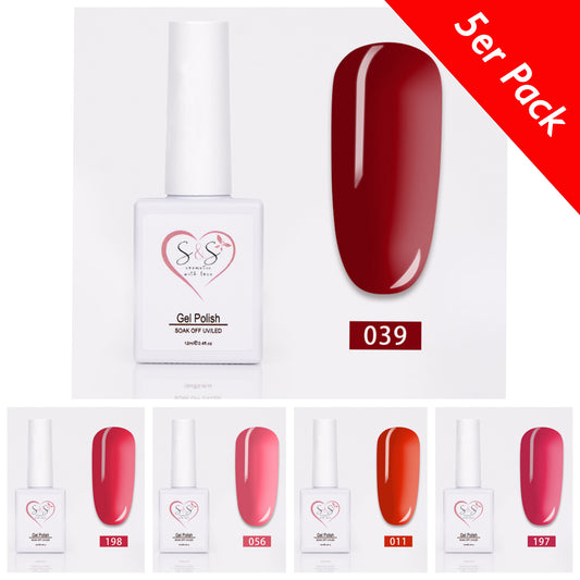 3in1 Gelpolish - UV LED Nagellack 12ml im 5-er Pack