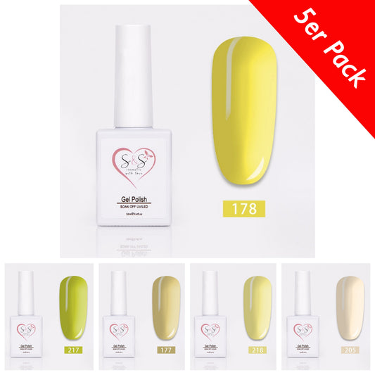 3in1 Gelpolish - UV LED Nagellack 12ml im 5-er Pack