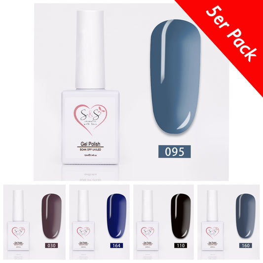 3in1 Gelpolish - UV LED Nagellack 12ml im 5-er Pack