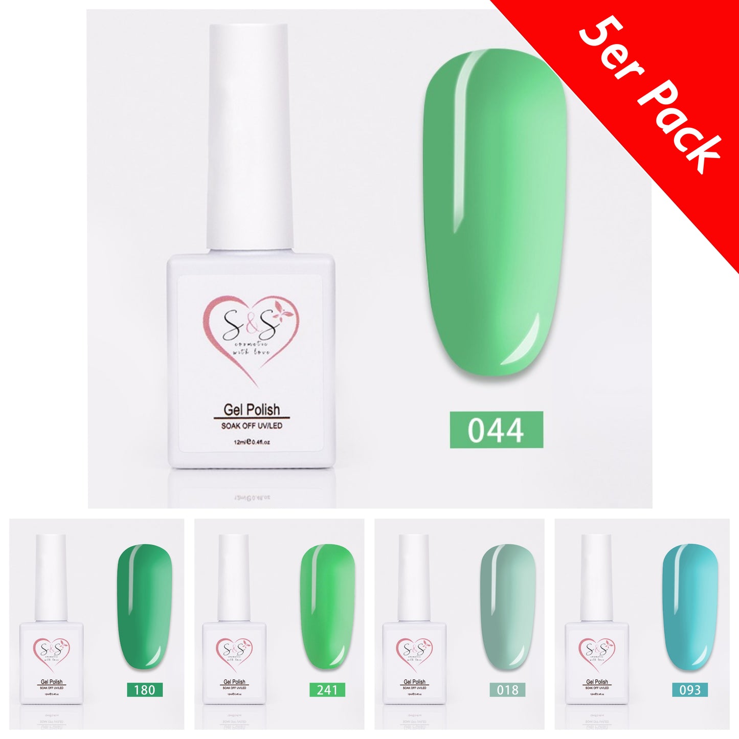 3in1 Gelpolish - UV LED Nagellack 12ml im 5-er Pack