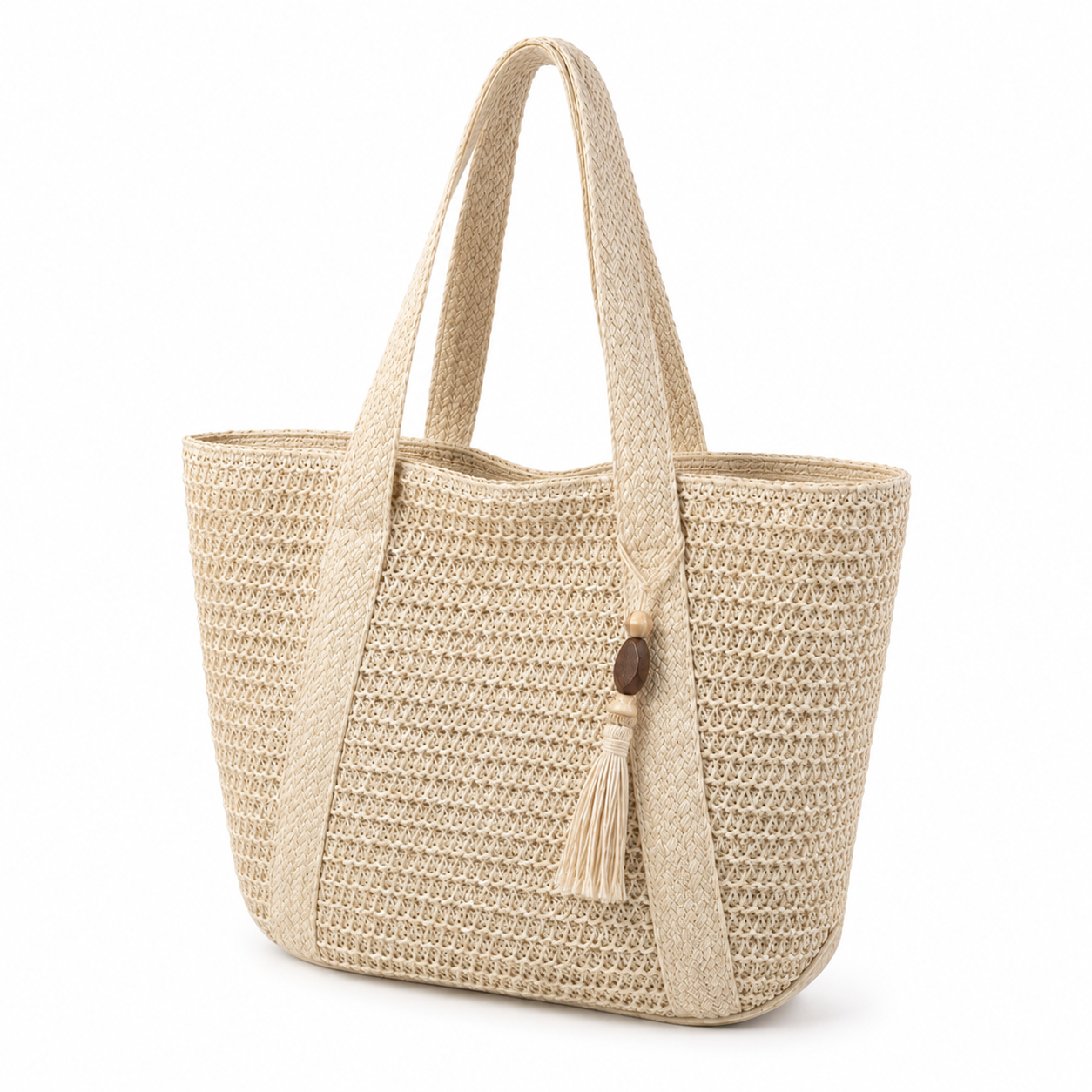 Strandtasche im Boho-Stroh-Look