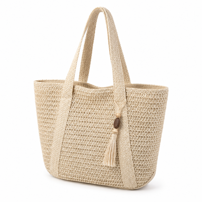 Strandtasche im Boho-Stroh-Look