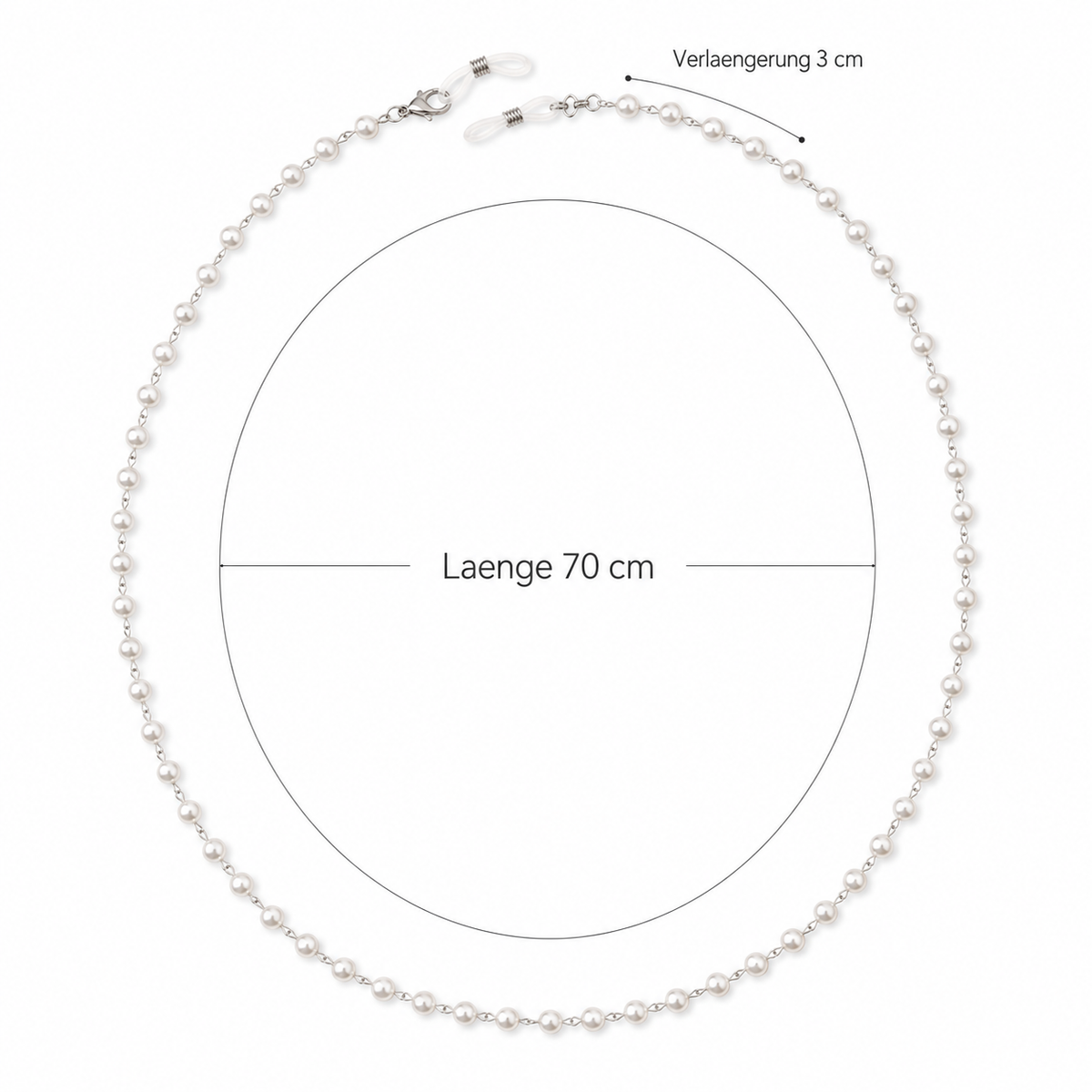 Brillenkette silber mit Perlenoptik