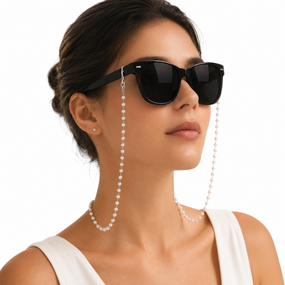 Brillenkette silber mit Perlenoptik