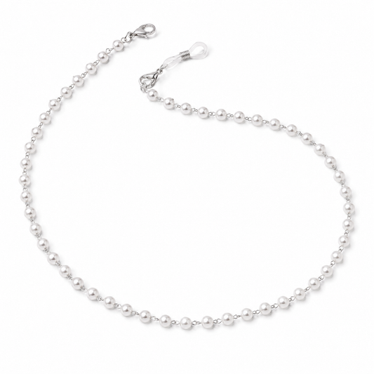 Brillenkette silber mit Perlenoptik
