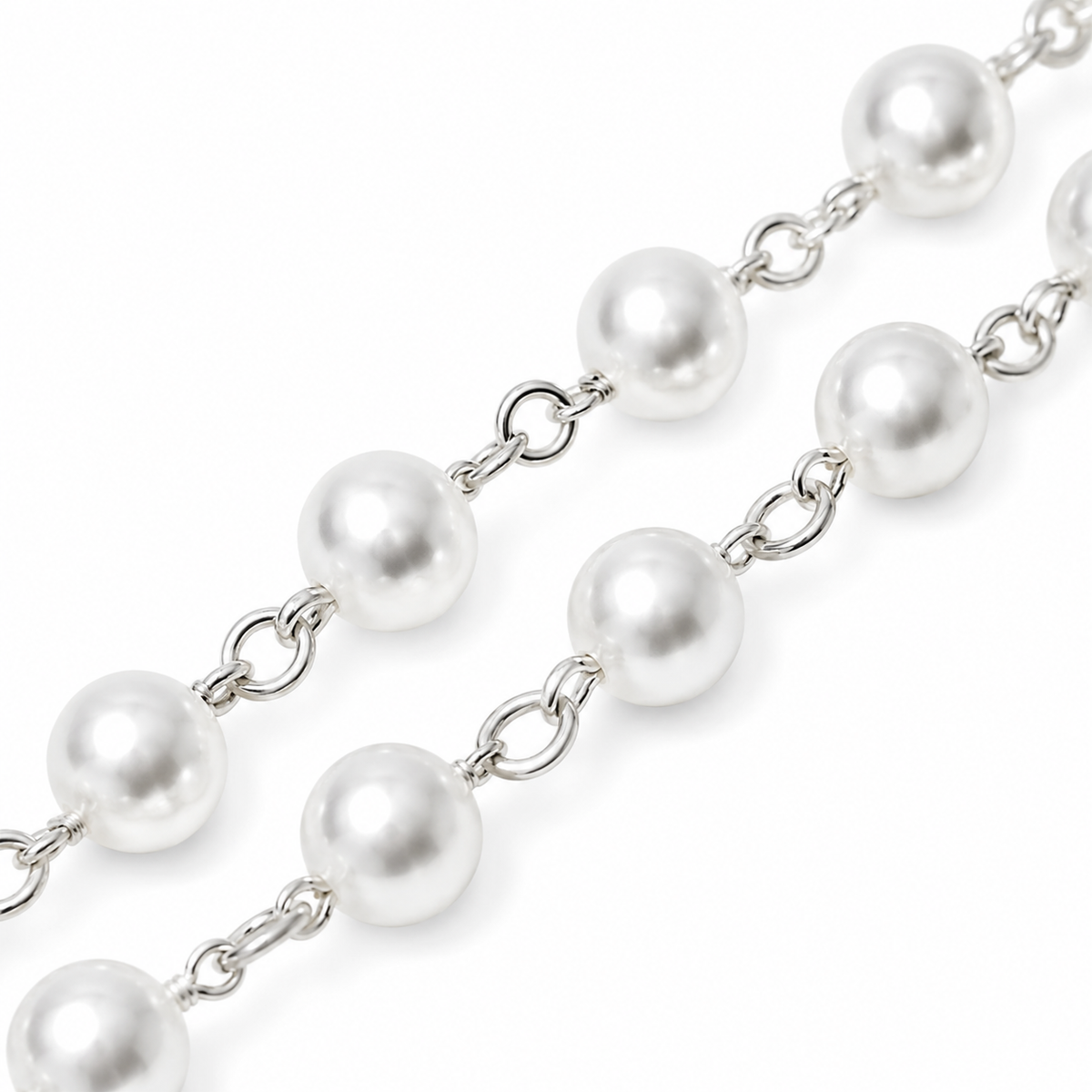Brillenkette silber mit Perlenoptik