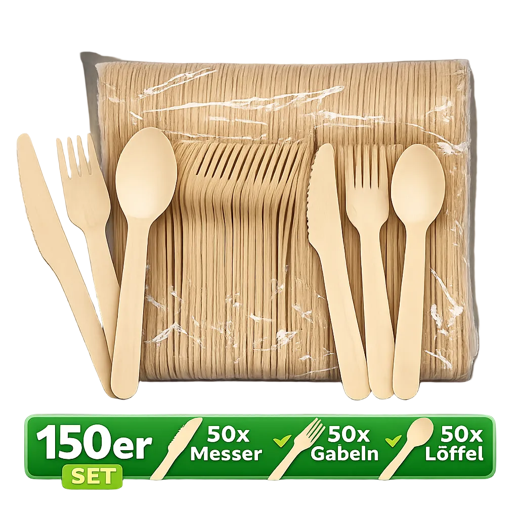 Holzbesteck Set 150-teilig aus Birkenholz