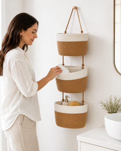 3-stufiger Hängekorb im Boho-Stil