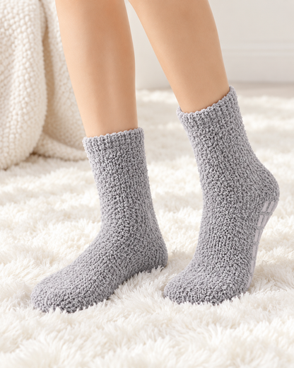 Kuschelsocken rutschfest grau