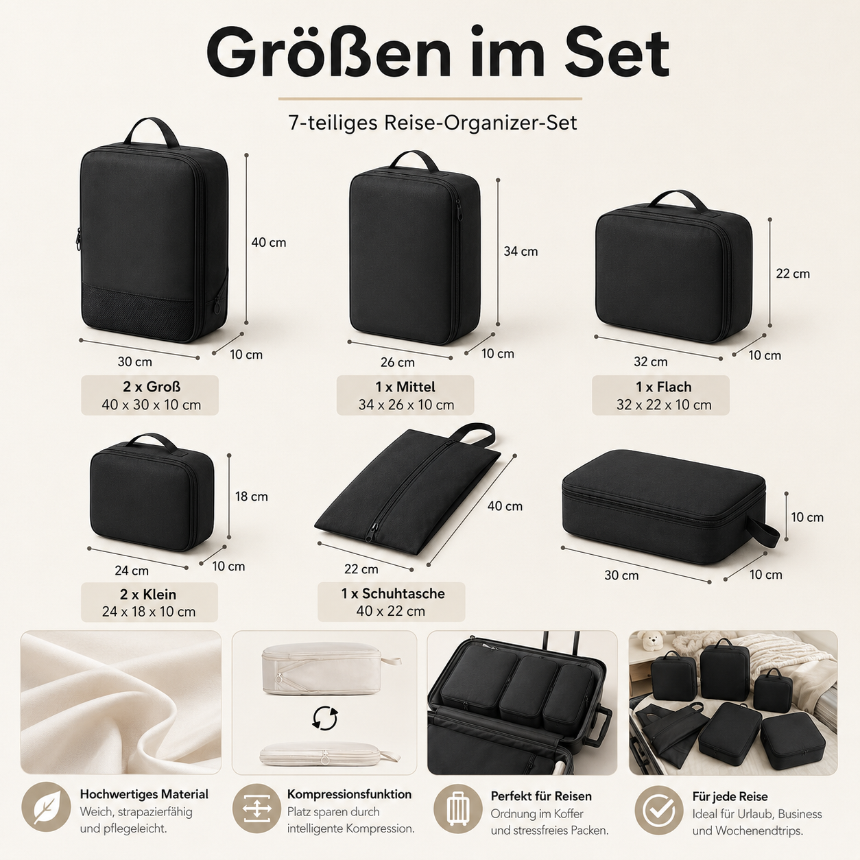 7-teiliges Reise-Organizer Set
