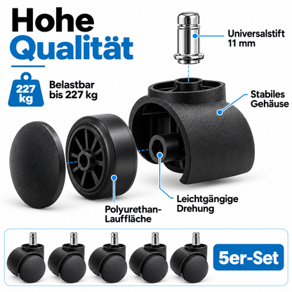 5x Hartbodenrollen 220Kg
