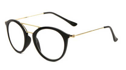 Retro Lesebrille Schwarz/Gold +1.50 - +2.50