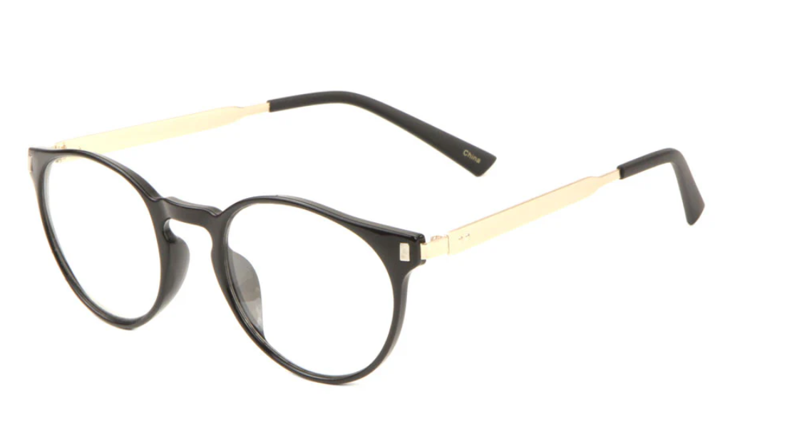 Retro Lesebrille Schwarz/Gold +1.50 - +2.75