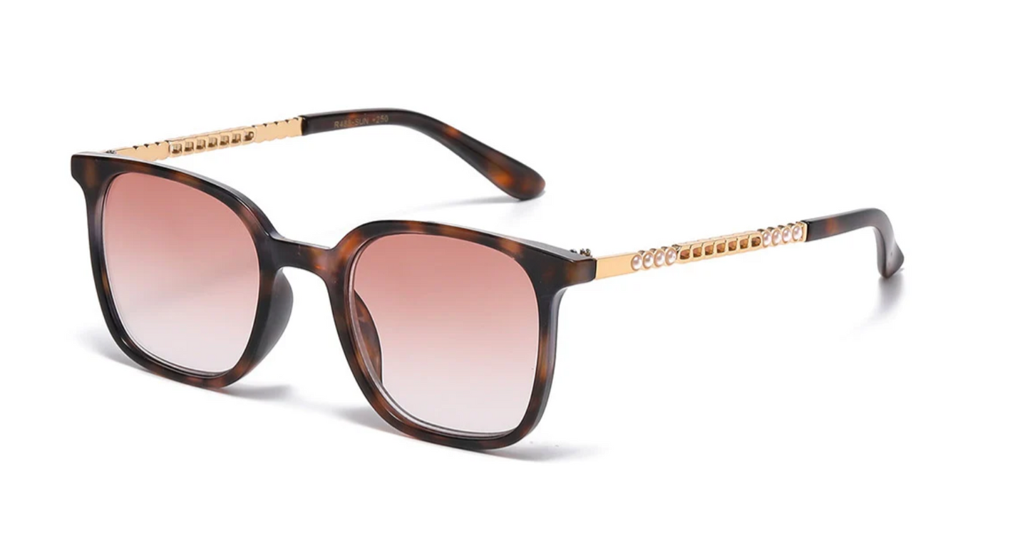 Klassische Damen Sonnen-Lesebrille hell/schwarzorange +1.50 - +2.50