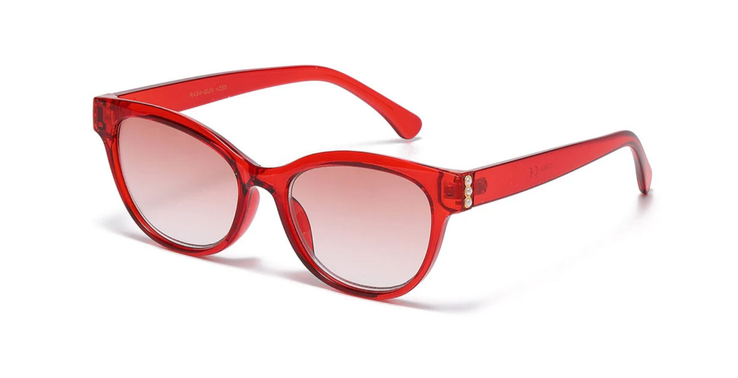 Cat Eye Damen Sonnen-Lesebrille rot +1.25 + +2.50
