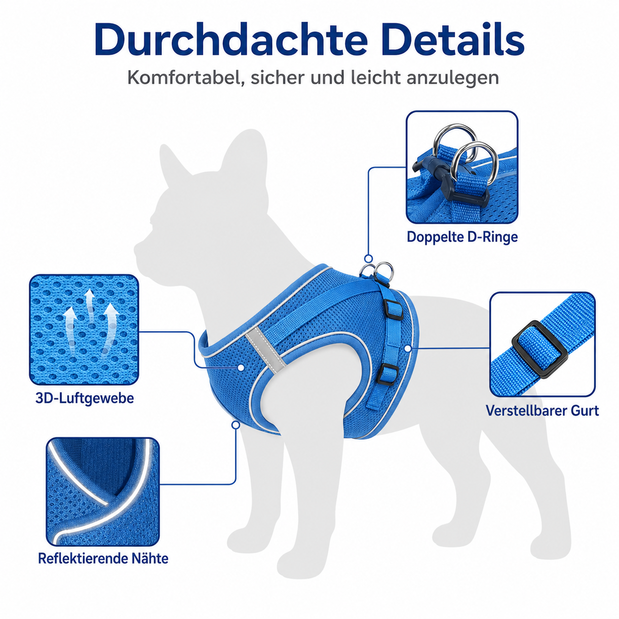 Hundegeschirr Blau M