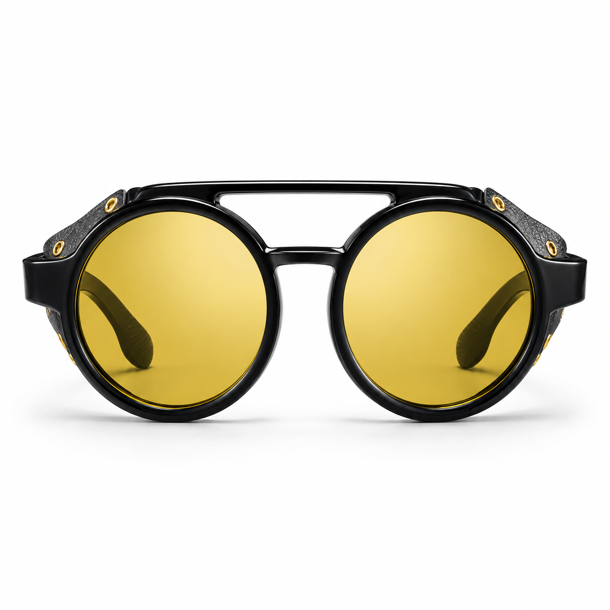 Sonnenbrille Retro mit Seitenschutz gelb